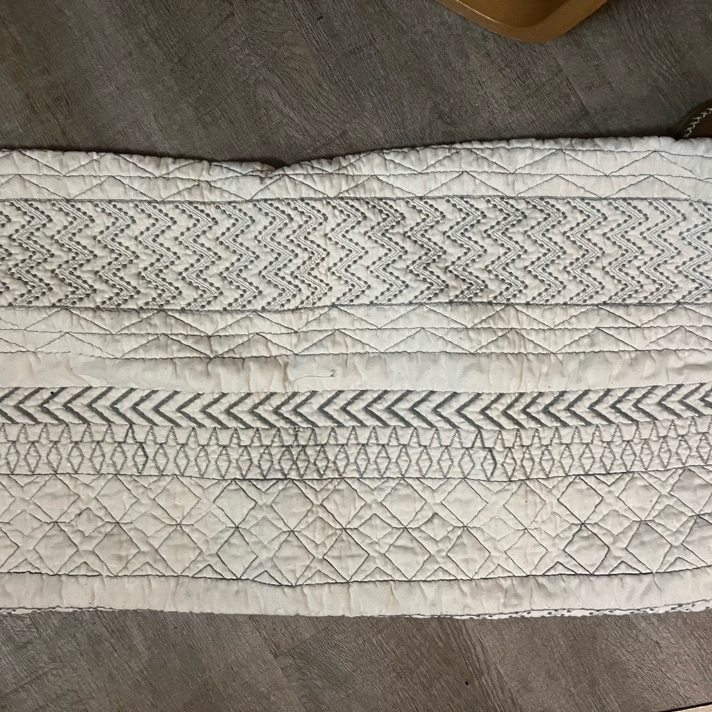 Gray and White stitched king pillow covers